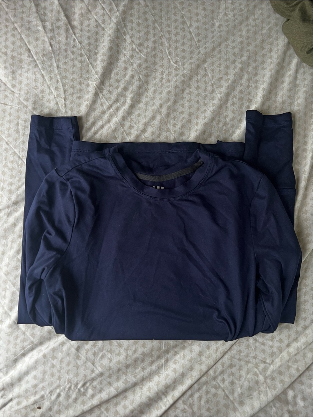 White Cross Navy Long Sleeve Crewneck Top